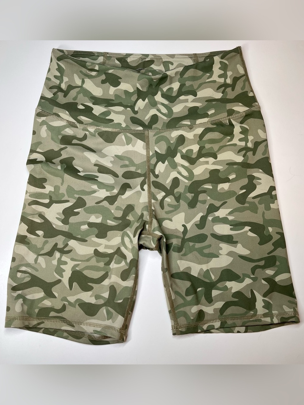 High Waist Camo Bike Workout Yoga Shorts Size Small Olive Green